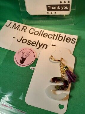 Handmade Resin "S" Initial Keychain - Real Preserved Rose Petals